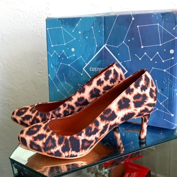 Sizes 10 Custom Shoes leopard print heels - Picture 1 of 5